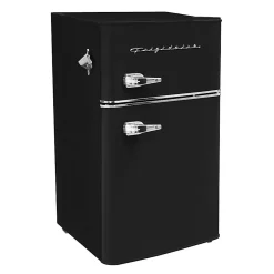 Frigidaire 2-Door Retro 3.2 cu ft Compact Bar Fridge with Freezer and Side Bottle Opener, Black
