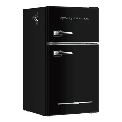 Frigidaire 2-Door Retro 3.2 cu ft Compact Bar Fridge with Freezer and Side Bottle Opener, Black