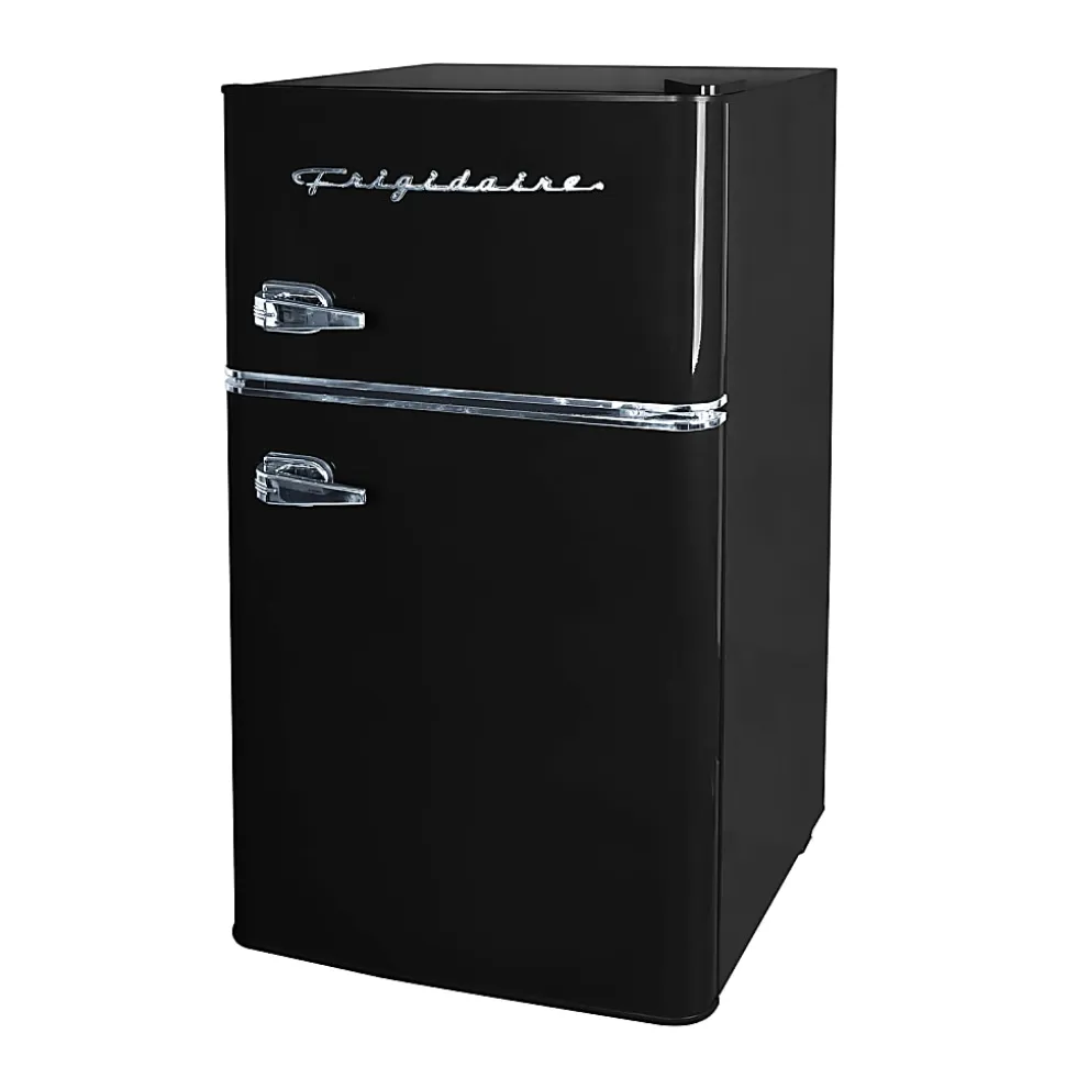 Frigidaire 2-Door Retro 3.2 cu ft Compact Bar Fridge with Freezer and Side Bottle Opener, Black