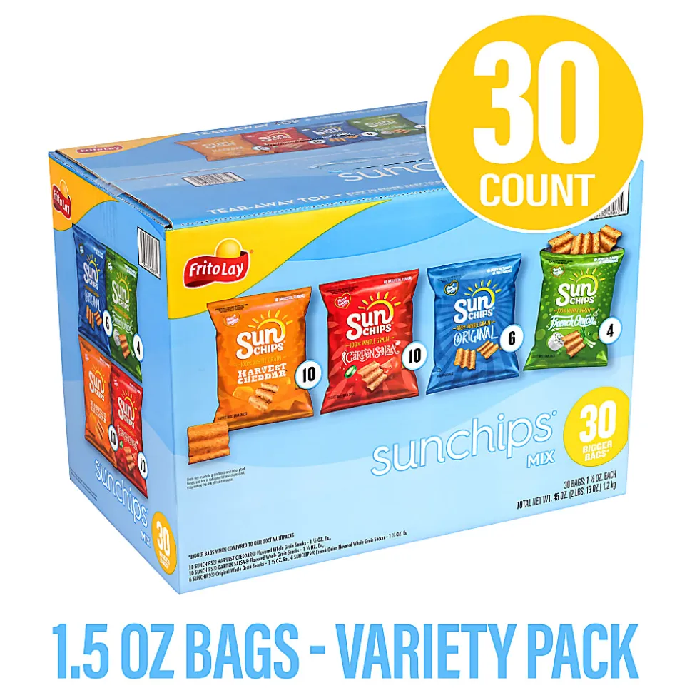 Frito-Lay® Sunchips Variety Pack, 1.5 Oz Bags, Assorted Flavors, Pack Of 30 Bags