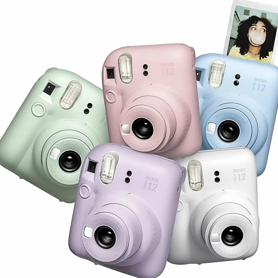 Fujifilm Instax Mini 12 Instant Film Camera With Lens, Pastel Blue