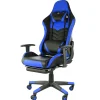GameFitz Ergonomic Faux Leather Gaming Chair, Black/Blue