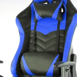GameFitz Ergonomic Faux Leather Gaming Chair, Black/Blue