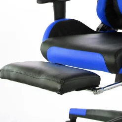 GameFitz Ergonomic Faux Leather Gaming Chair, Black/Blue