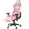 GameFitz Ergonomic Faux Leather Gaming Chair, Black/White