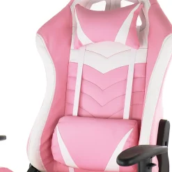 GameFitz Ergonomic Faux Leather Gaming Chair, Black/White