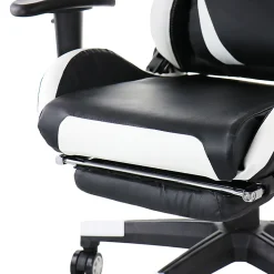 GameFitz Ergonomic Faux Leather Gaming Chair, Black/White