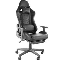 GameFitz Ergonomic Faux Leather Gaming Chair, Black