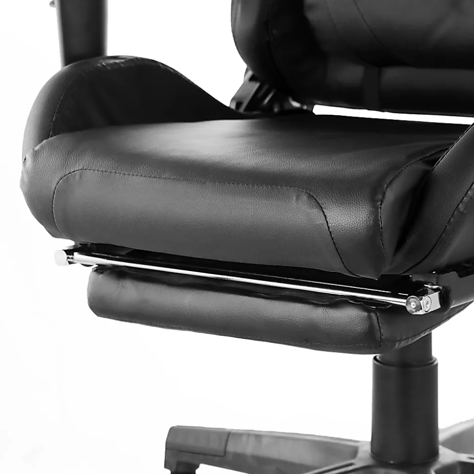 GameFitz Ergonomic Faux Leather Gaming Chair, Black