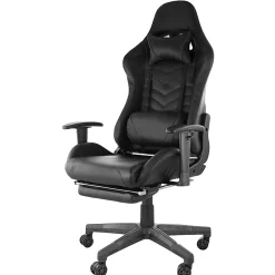 GameFitz Ergonomic Faux Leather Gaming Chair, Black