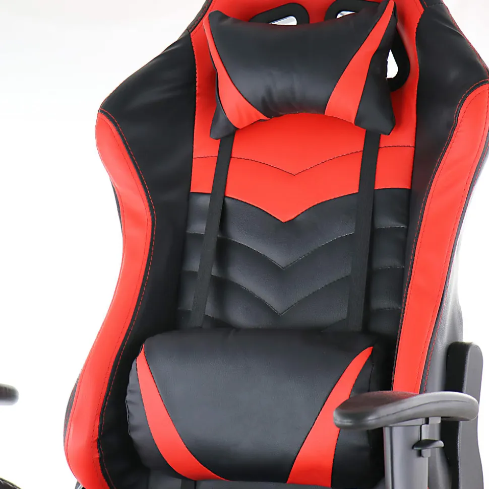 GameFitz Ergonomic Faux Leather Gaming Chair, Black/Red