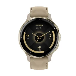 Garmin Venu 3S Fitness Smartwatch With Stainless-Steel Bezel And Silicone Band, French Gray/Soft Gold
