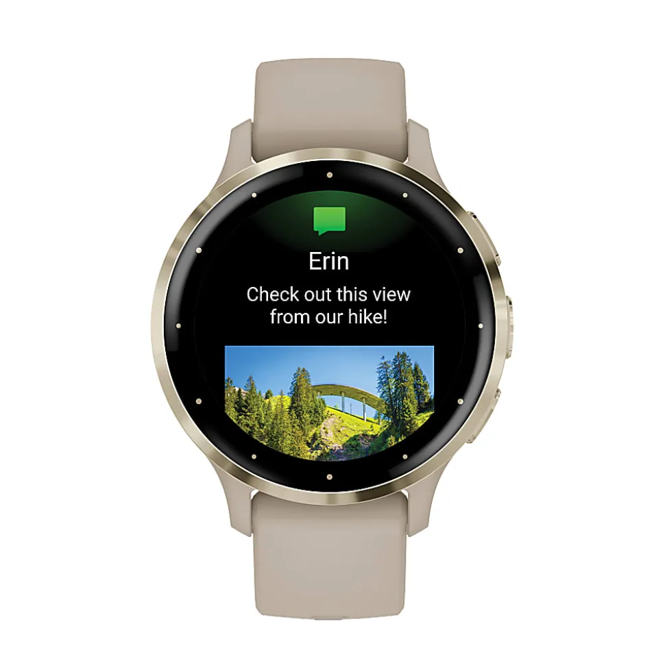 Garmin Venu 3S Fitness Smartwatch With Stainless-Steel Bezel And Silicone Band, French Gray/Soft Gold