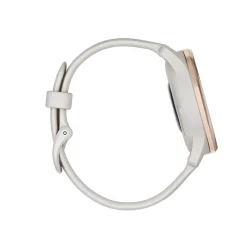 Garmin® vÃvomove® Trend Hybrid Smartwatch With Stainless-Steel Bezel And Silicone Band, Peach Gold Bezel/Ivory Case