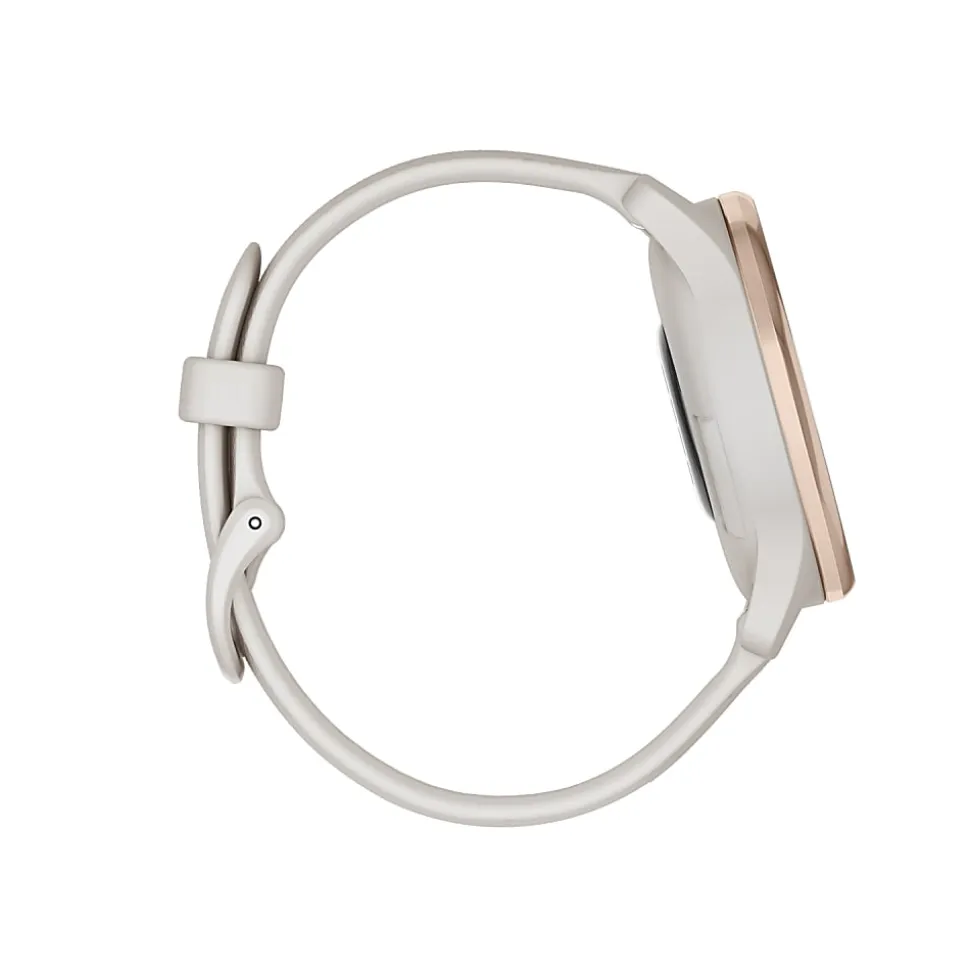 Garmin® vívomove® Trend Hybrid Smartwatch With Stainless-Steel Bezel And Silicone Band, Peach Gold Bezel/Ivory Case