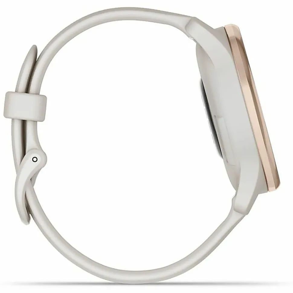 Garmin® vívomove® Trend Hybrid Smartwatch With Stainless-Steel Bezel And Silicone Band, Peach Gold Bezel/Ivory Case