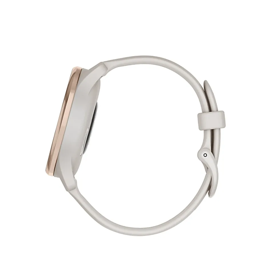Garmin® vívomove® Trend Hybrid Smartwatch With Stainless-Steel Bezel And Silicone Band, Peach Gold Bezel/Ivory Case