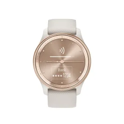 Garmin® vívomove® Trend Hybrid Smartwatch With Stainless-Steel Bezel And Silicone Band, Peach Gold Bezel/Ivory Case