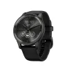 Garmin® vívomove® Trend Hybrid Smartwatch With Stainless-Steel Bezel And Silicone Band, Slate Bezel/Black Case