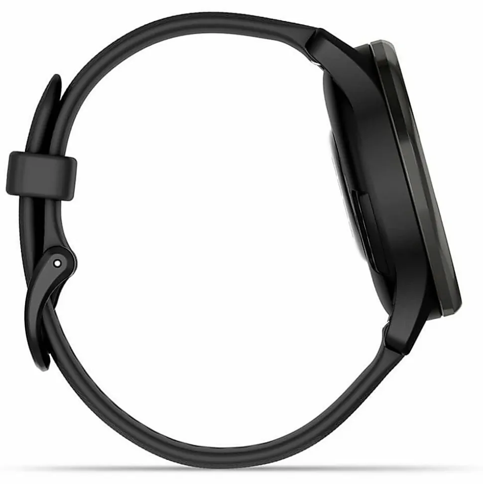 Garmin® vívomove® Trend Hybrid Smartwatch With Stainless-Steel Bezel And Silicone Band, Slate Bezel/Black Case