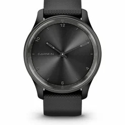 Garmin® vívomove® Trend Hybrid Smartwatch With Stainless-Steel Bezel And Silicone Band, Slate Bezel/Black Case