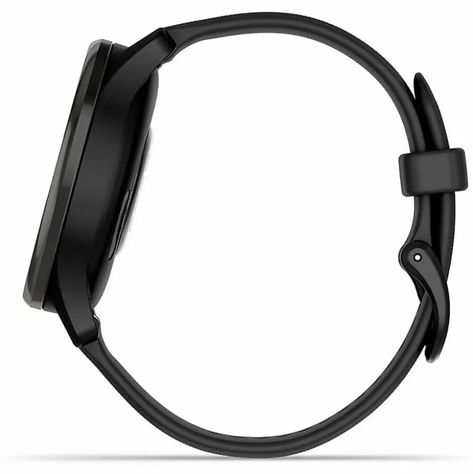 Garmin® vívomove® Trend Hybrid Smartwatch With Stainless-Steel Bezel And Silicone Band, Slate Bezel/Black Case