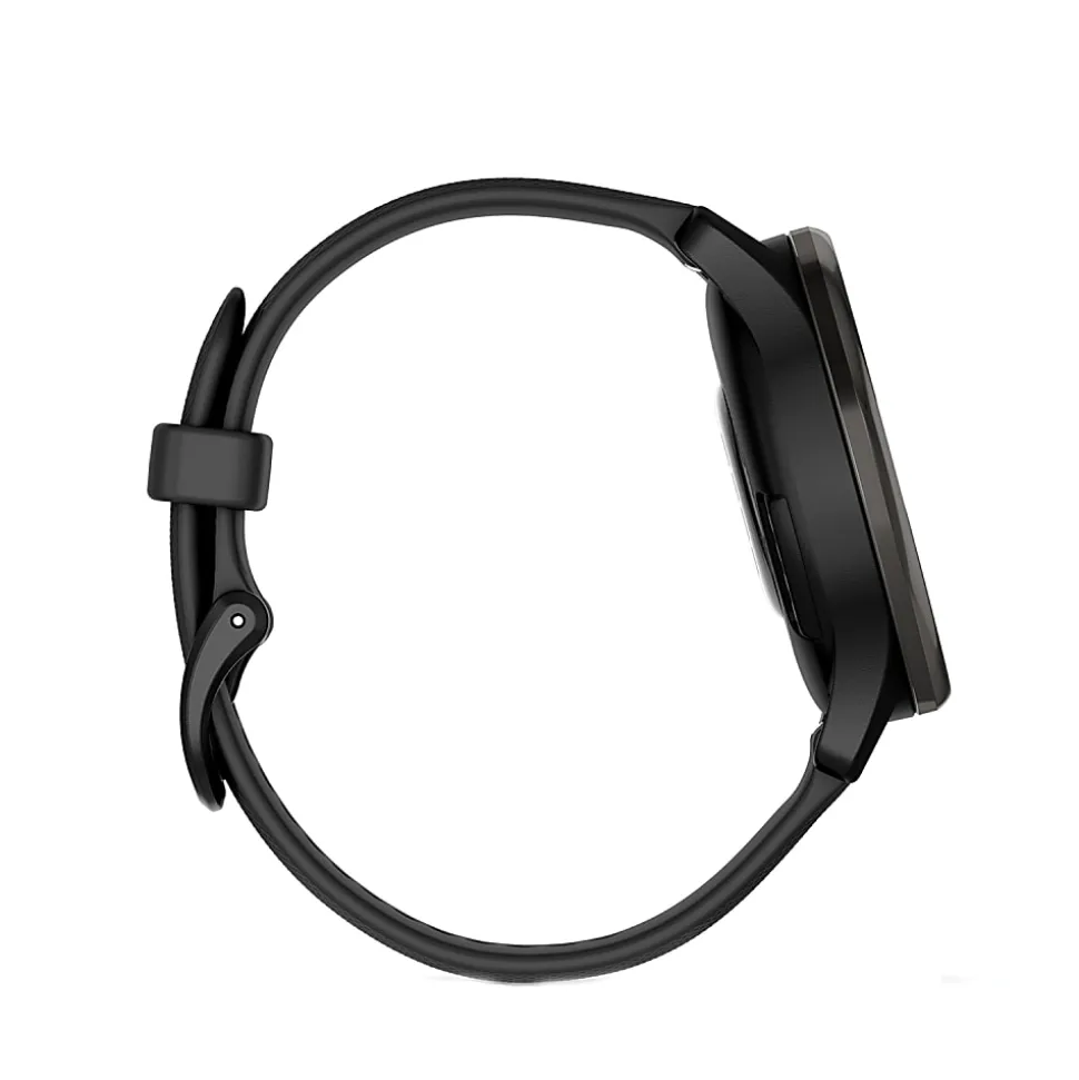 Garmin® vívomove® Trend Hybrid Smartwatch With Stainless-Steel Bezel And Silicone Band, Slate Bezel/Black Case
