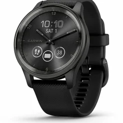 Garmin® vívomove® Trend Hybrid Smartwatch With Stainless-Steel Bezel And Silicone Band, Slate Bezel/Black Case