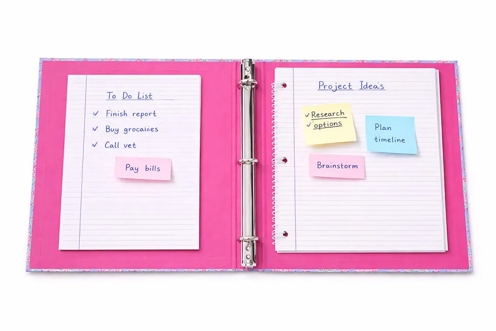 Gartner Studios 3-Ring Standard Style Binder, 1" Round Rings, Blush Blossoms