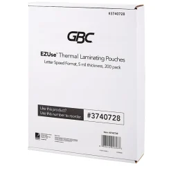 GBC® EZUse™ Thermal Laminating Speed Pouches, 5 mils, 8 1/2" x 11", Clear, Pack Of 200, 3740728