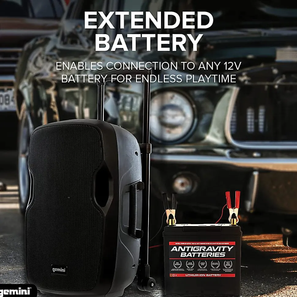 Gemini Portable Bluetooth PA Speaker With Integrated Mixer & Wired Microphone, Black, AS-15TOGO
