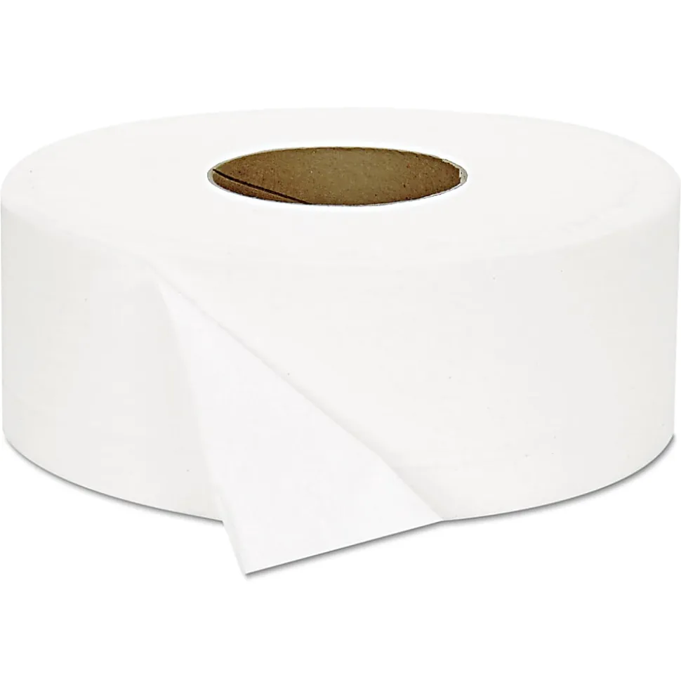 GEN JRT Jumbo Bath Tissue, Septic Safe, 2-Ply, White, 3.3" x 1,000 ft, 12 Rolls/Carton