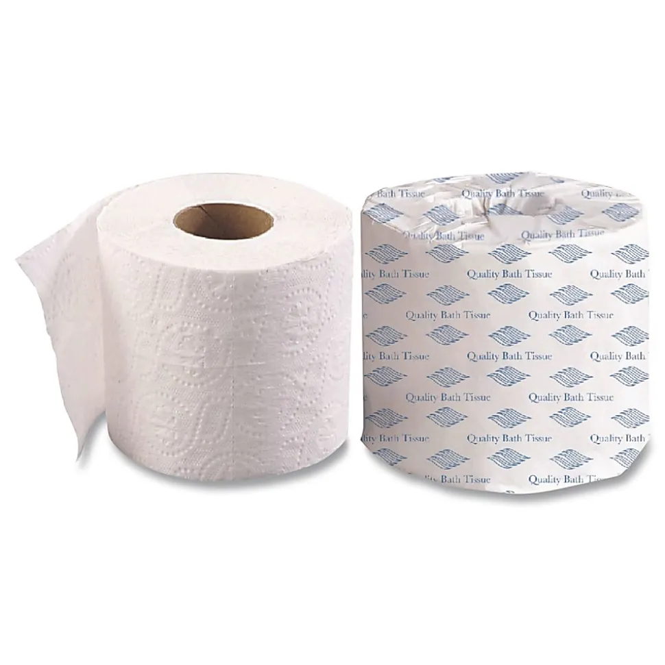 GEN Standard Bath Tissue, Septic Safe, Individually Wrapped Rolls, 1-Ply, White, 1,000 Sheets/Roll, 96 Wrapped Rolls/Carton