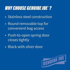 Genuine Joe Classic Round-Top Receptacle, 12 Gallons, Black
