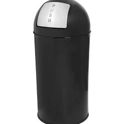 Genuine Joe Classic Round-Top Receptacle, 12 Gallons, Black