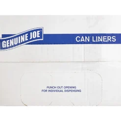 Genuine Joe Clear Flat-Bottom Trash Can Liners, 0.8 mil, 56 Gallons, Box Of 100