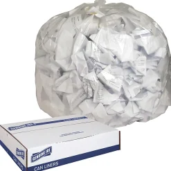 Genuine Joe Clear Flat-Bottom Trash Can Liners, 0.8 mil, 56 Gallons, Box Of 100