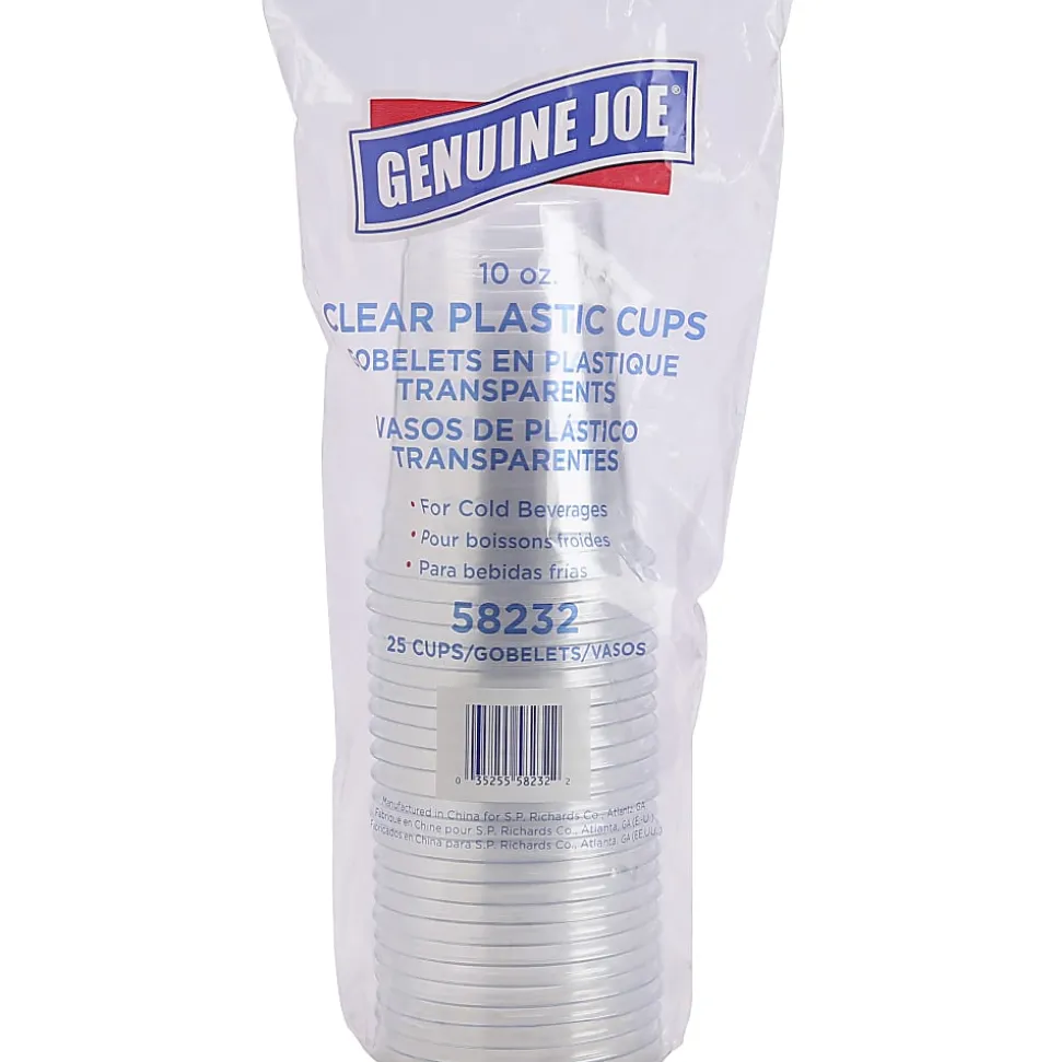 Genuine Joe Clear Plastic Cups - 10 fl oz - 25 / Pack - Clear - Plastic - Cold Drink