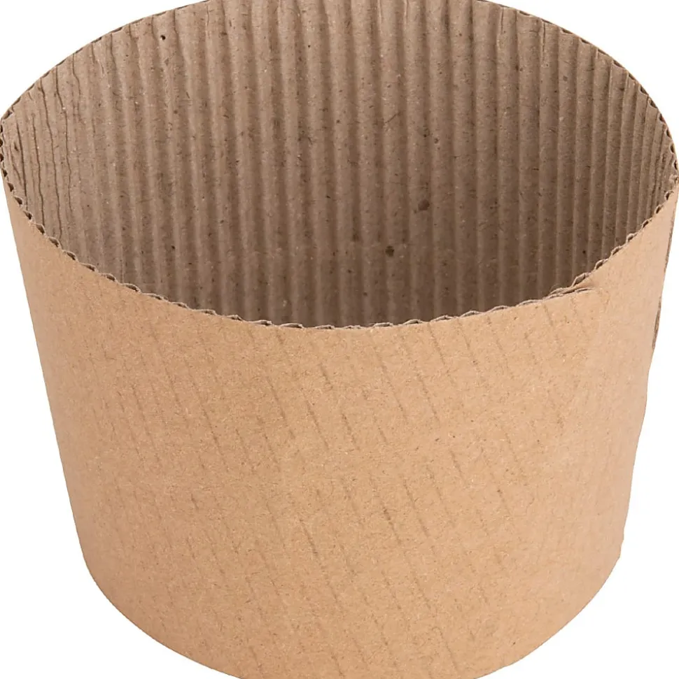Genuine Joe Corrugated Hot Cup Sleeves, Brown, Pack Of 50