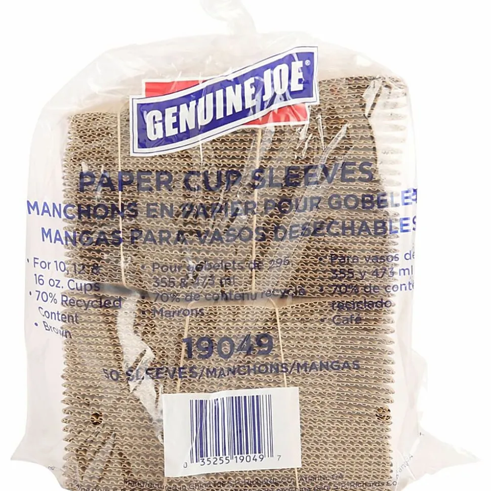 Genuine Joe Corrugated Hot Cup Sleeves, Brown, Pack Of 50