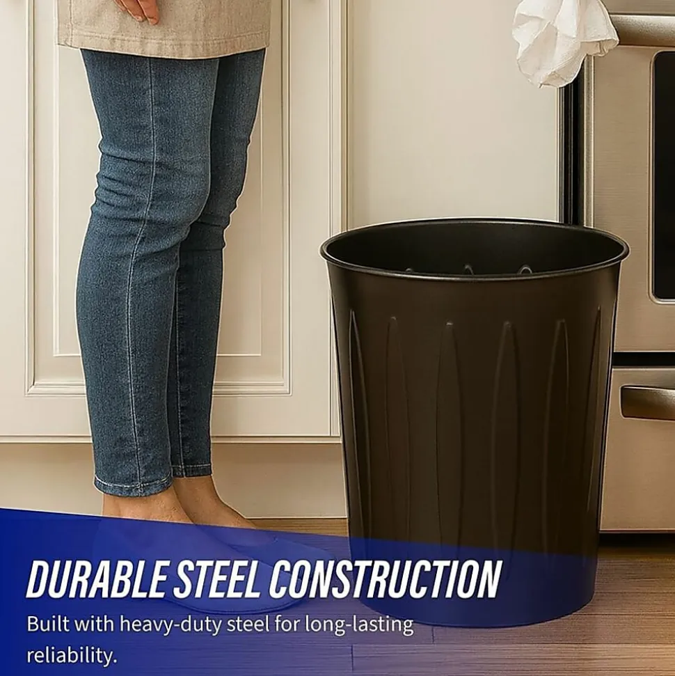 Genuine Joe 6-Gallon Fire-Safe Trash Can, Black