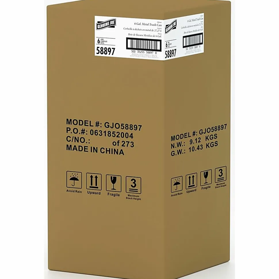 Genuine Joe 6-Gallon Fire-Safe Trash Can, Black