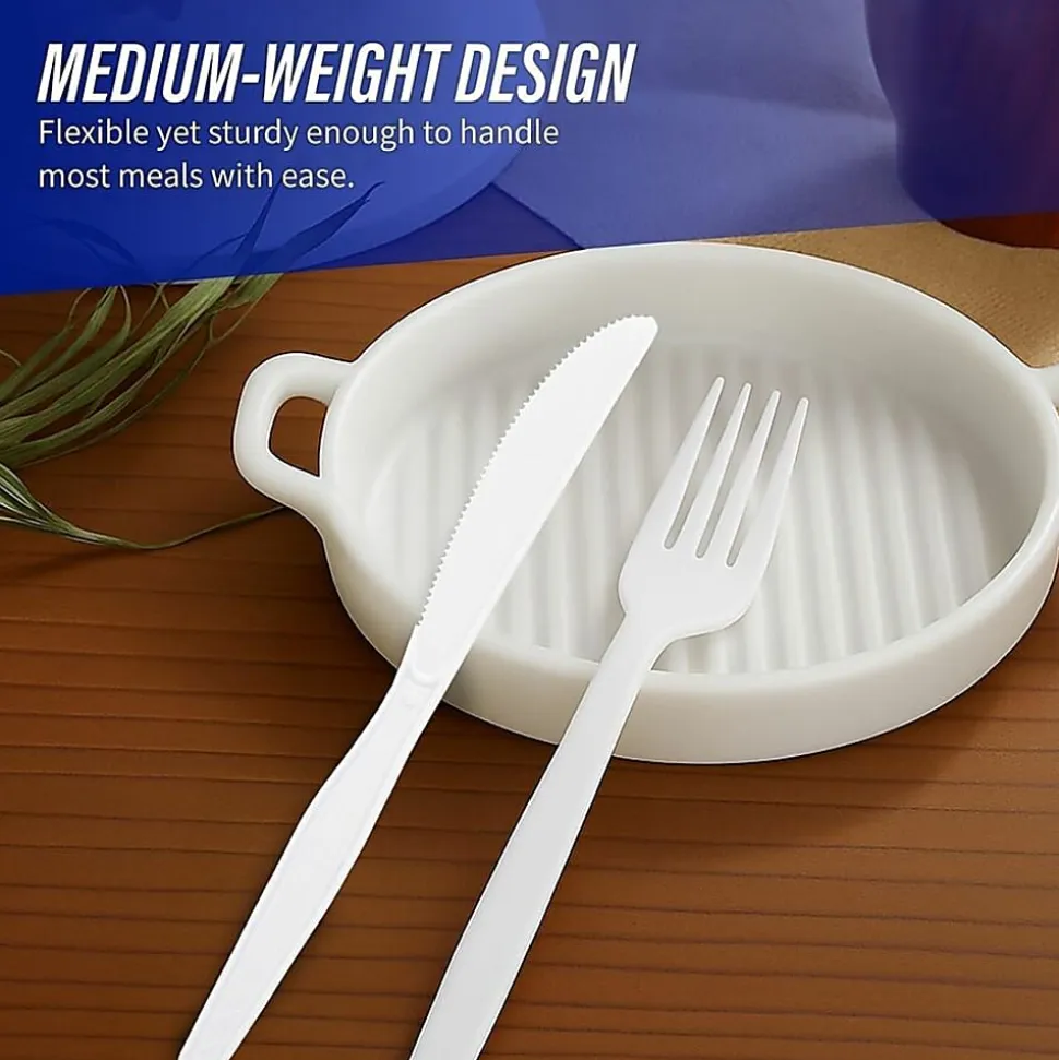 Genuine Joe Heavy/Medium-Weight Polystyrene Knives, White, Box Of 100