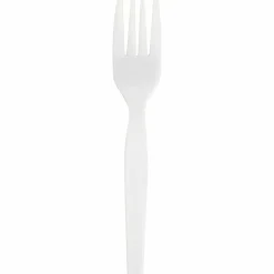 Genuine Joe Heavy/Medium-Weight Polystyrene Forks, White, Box Of 100