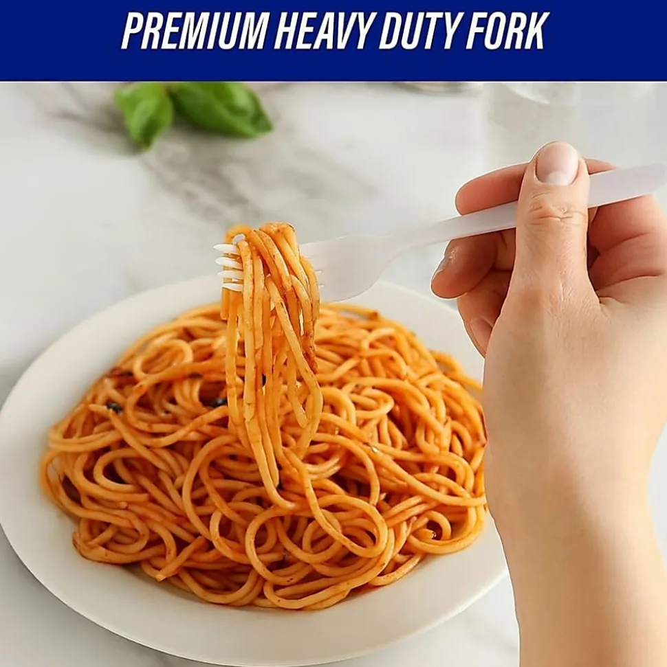 Genuine Joe Heavy/Medium-Weight Polystyrene Forks, White, Box Of 100