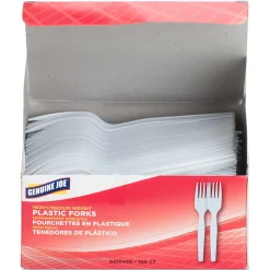 Genuine Joe Heavy/Medium-Weight Polystyrene Forks, White, Box Of 100