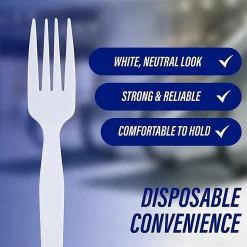 Genuine Joe Heavy/Medium-Weight Polystyrene Forks, White, Box Of 100