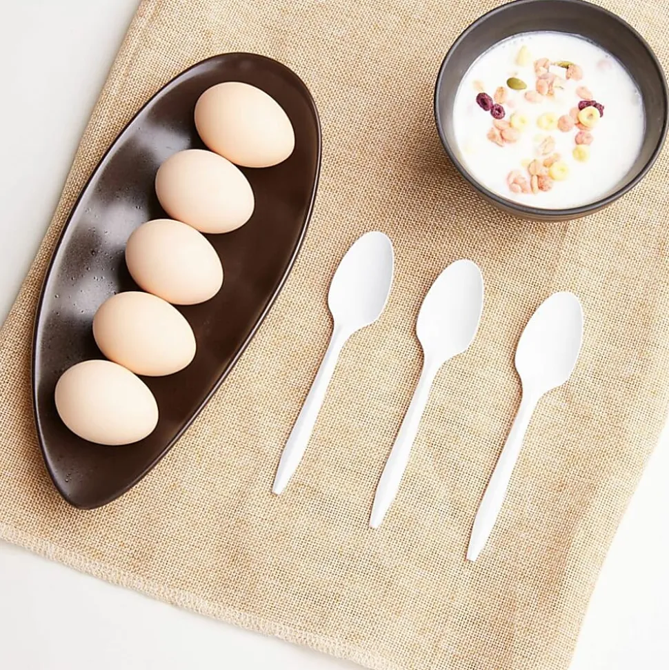 Genuine Joe Heavy/Medium-Weight Polypropylene Spoons, White, Box Of 1,000