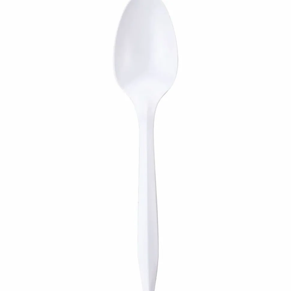 Genuine Joe Heavy/Medium-Weight Polypropylene Spoons, White, Box Of 1,000