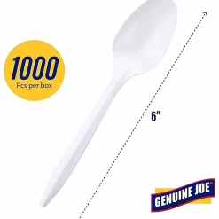 Genuine Joe Heavy/Medium-Weight Polypropylene Spoons, White, Box Of 1,000